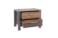 Table De Chevet Hamsik 60cm Avec 2 Tiroirs - Vieux Style/béton 4 Table De Chevet Hamsik 60cm Avec 2 Tiroirs - Vieux Style/béton – Image 4