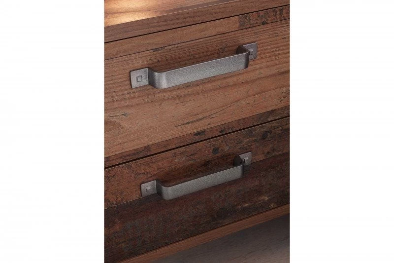 Table De Chevet Hamsik 60cm Avec 2 Tiroirs - Vieux Style/béton 3 Table De Chevet Hamsik 60cm Avec 2 Tiroirs - Vieux Style/béton – Image 3