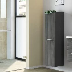 Colonne Gene 30cm 1 Porte - Gris Graphite/chêne Gris