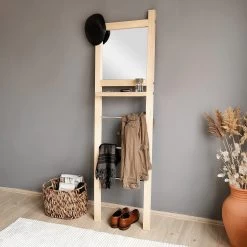 Locelso Hall Stand En Bois De Pin | Chêne | Hauteur 170 Cm | Miroir -Magasin De Meubles 552NOS1214 20 203 8f6e