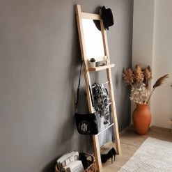 Locelso Hall Stand En Bois De Pin | Chêne | Hauteur 170 Cm | Miroir -Magasin De Meubles 552NOS1214 20 206 8b68