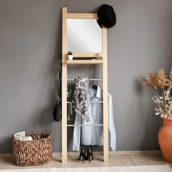 Locelso Hall Stand En Bois De Pin | Chêne | Hauteur 170 Cm | Miroir -Magasin De Meubles 552NOS1214 20 209 782e