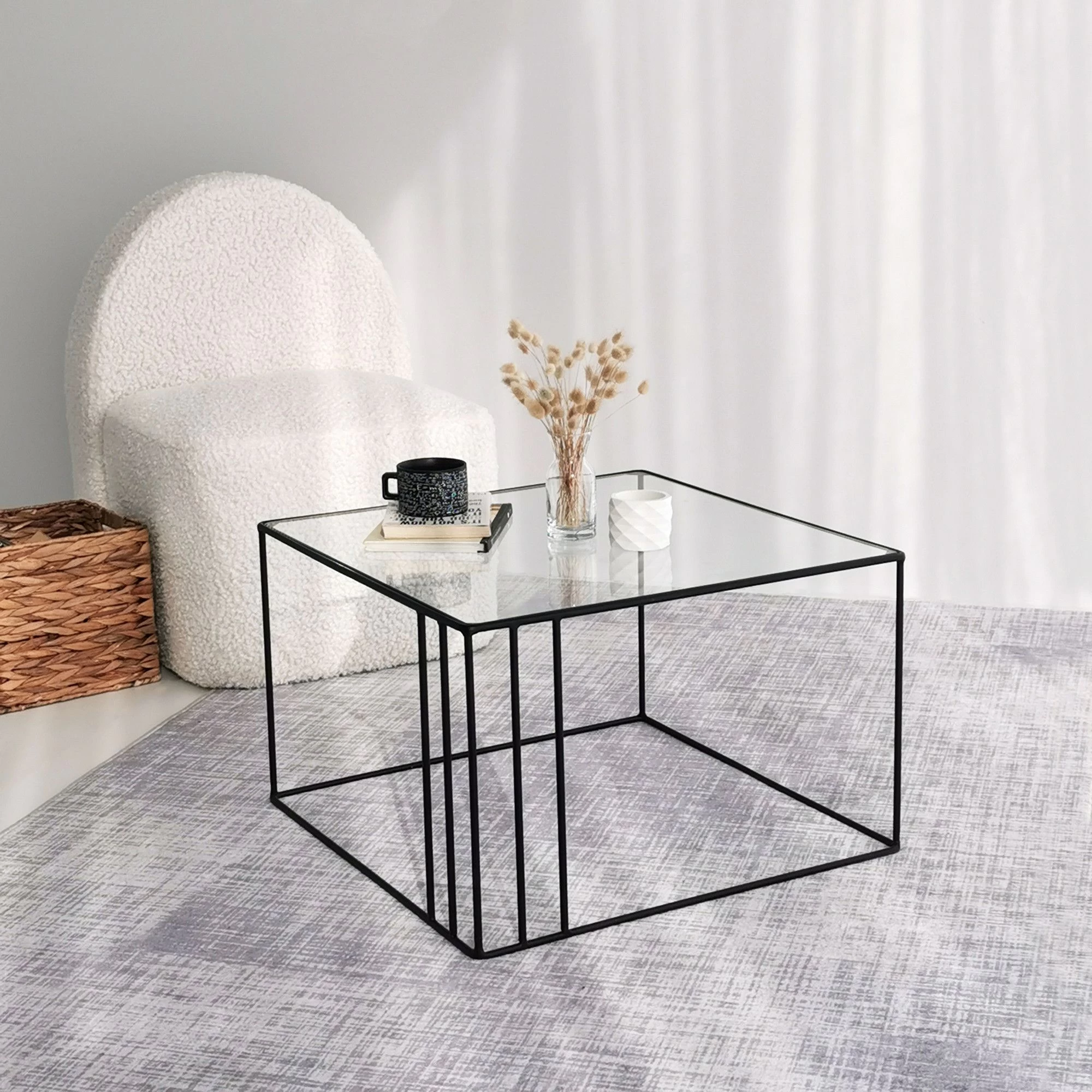 Locelso" Table Basse | 100% Verre Trempé | Noir 1 Locelso" Table Basse | 100% Verre Trempé | Noir
