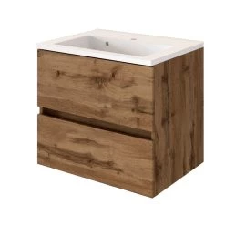 Meuble Lavabo Brama 60cm 2 Tiroirs - Chêne Wotan