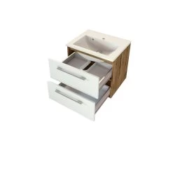 Meuble Lavabo Sefa 60cm 2 Tiroirs - Chêne/blanc -Magasin De Meubles 559.3193 2 bbaf