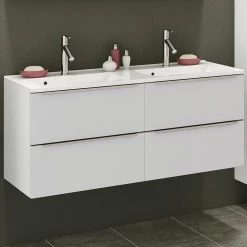 Meuble Lavabo Hansen 120cm 4 Tiroirs - Blanc