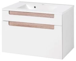 Meuble Lavabo Siena 80cm - Blanc/brun