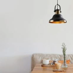 Lustre En Métal Tatum | 30x30cm | Hauteur : 136cm | Noir