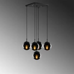 Tatum Chandelier | Fumée Noire | Corps En Métal | Capuchon En Verre -Magasin De Meubles 584TTM1168 20 206 7043