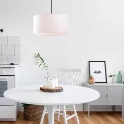 Lustre Tatum" - Corps En Métal, Capuchon En Tissu - Hauteur Réglable - Blanc