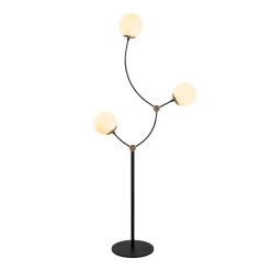 Lampadaire Tatum | Corps En Fer, Chapeau En Verre | Hauteur 151cm | Noir Blanc -Magasin De Meubles 584TTM1502 20 202 ef0a