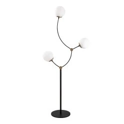 Lampadaire Tatum | Corps En Fer, Chapeau En Verre | Hauteur 151cm | Noir Blanc -Magasin De Meubles 584TTM1502 20 204 46fb