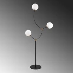 Lampadaire Tatum | Corps En Fer, Chapeau En Verre | Hauteur 151cm | Noir Blanc -Magasin De Meubles 584TTM1502 20 205 0beb