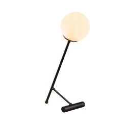 Lampe De Table Tatum | Corps En Métal, Chapeau En Verre | 30x30cm | 51cm De Hauteur | Noir Blanc -Magasin De Meubles 584TTM1716 20 202 3c9a