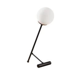 Lampe De Table Tatum | Corps En Métal, Chapeau En Verre | 30x30cm | 51cm De Hauteur | Noir Blanc -Magasin De Meubles 584TTM1716 20 204 112e
