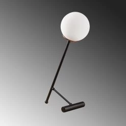 Lampe De Table Tatum | Corps En Métal, Chapeau En Verre | 30x30cm | 51cm De Hauteur | Noir Blanc -Magasin De Meubles 584TTM1716 20 205 67db