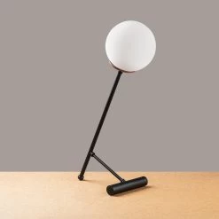 Lampe De Table Tatum | Corps En Métal, Chapeau En Verre | 30x30cm | 51cm De Hauteur | Noir Blanc -Magasin De Meubles 584TTM1716 20 206 a115