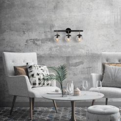 Lampe Murale Tatum - Corps En Métal, Capuchon En Verre | Noir | 61 X 28 Cm