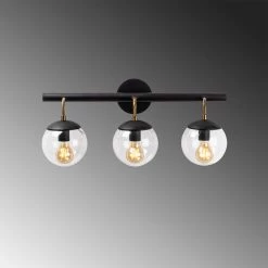 Lampe Murale Tatum - Corps En Métal, Capuchon En Verre | Noir | 61 X 28 Cm -Magasin De Meubles 584TTM1950 20 205 e858