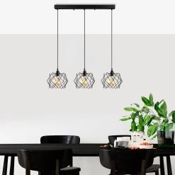 Tatum Chandelier | Corps En Métal | Hauteur Réglable | 98x24cm | Noir -Magasin De Meubles 584TTM2113 20 202 aced