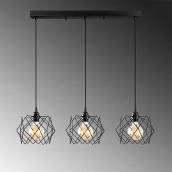 Tatum Chandelier | Corps En Métal | Hauteur Réglable | 98x24cm | Noir -Magasin De Meubles 584TTM2113 20 204 7489