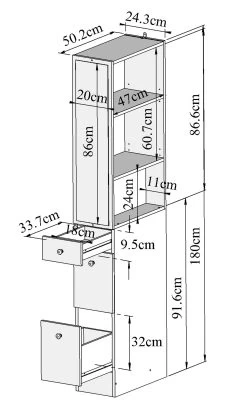 Armoire Salle De Bains Split - Blanc/taupe 12 Armoire Salle De Bains Split - Blanc/taupe -Magasin De Meubles 6010A2191A17 Combi Divider white and taupe 11 bbeb