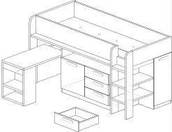 Lit Combiné Beau 90x200 Avec Bureau - Blanc -Magasin De Meubles 6017 6018 6019 6020 250 59c2