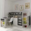 Lit Combiné Beau 90x200 Avec Bureau - Gris Ombre