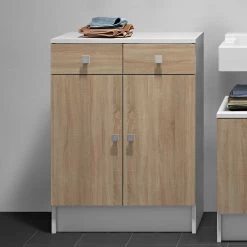 Armoire Salle De Bains Variety - Blanc/chêne