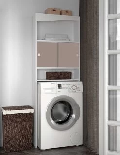 Meuble Pour Machine à Laver Willa - Blanc/taupe -Magasin De Meubles 6090A2191A17 Wave white and taupe 1 8b4c