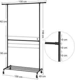 Songmics PORTE-VÊTEMENTS INDUSTRIEL CHIC Sur Roulettes - Charge 110Kg 10 Songmics PORTE-VÊTEMENTS INDUSTRIEL CHIC Sur Roulettes - Charge 110Kg -Magasin De Meubles 61VH5dYKzoL. AC SL1500 a394