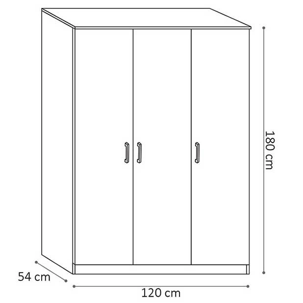Armoire Ray 120cm Avec 3 Portes - Blanc 2 Armoire Ray 120cm Avec 3 Portes - Blanc – Image 2