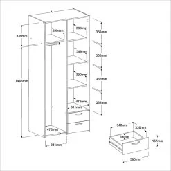 Armoire De Rangement Salvador Miroir, 2 Portes & 2 Tiroirs - Chêne Sonoma -Magasin De Meubles 6510 6511 a2pm picto mm 2 5536