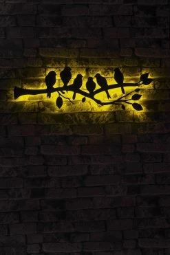 Bois De Chauffage" Éclairage LED Noir | 60 LEDs/m | 25x75cm | Jaune -Magasin De Meubles 692FRW1114 20 202 22d6