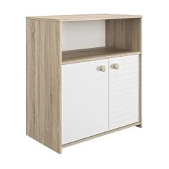 Commode Kamiel 2 Portes 1 Niche - Blanc/chêne -Magasin De Meubles 6 INTIMI CP0R MP0R 6 1P0R160 02 3ae4