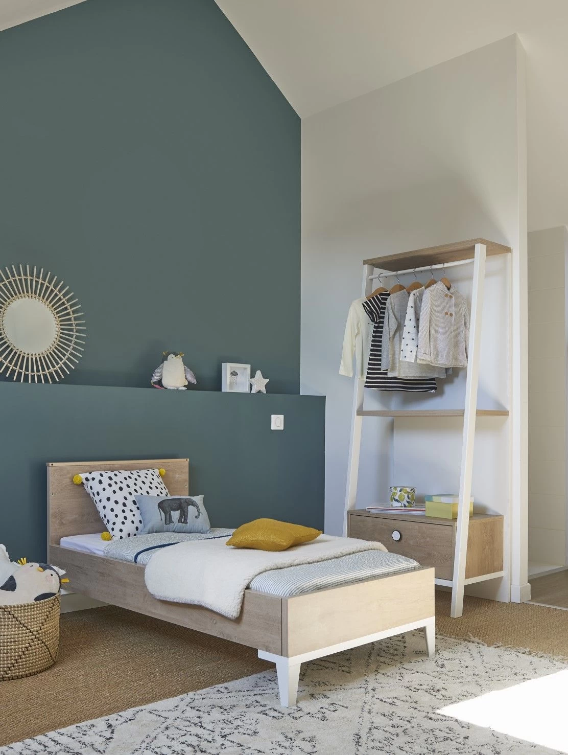 Portant Ciana 1 Tiroir - Chêne/blanc 4 Portant Ciana 1 Tiroir - Chêne/blanc – Image 4