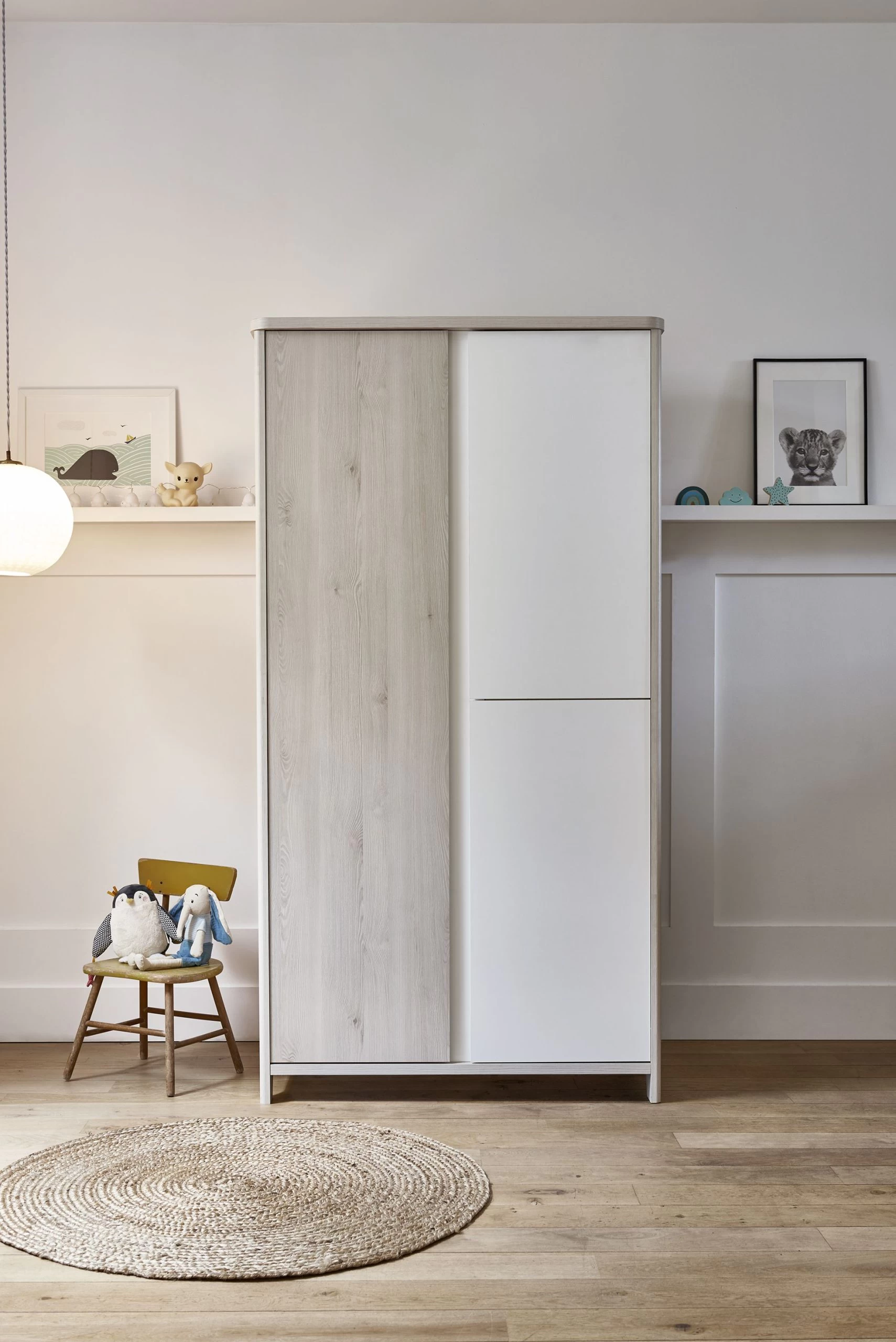 Armoire Binno 3 Portes - Pin Blanchi/blanc 4 Armoire Binno 3 Portes - Pin Blanchi/blanc – Image 4