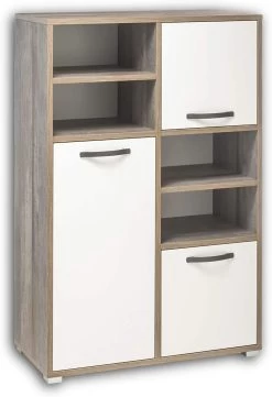 Commode Petrus 96cm Avec 3 Portes - Blanc/bois Flottant -Magasin De Meubles 71BykIcrFXL. AC SL1500 fe09