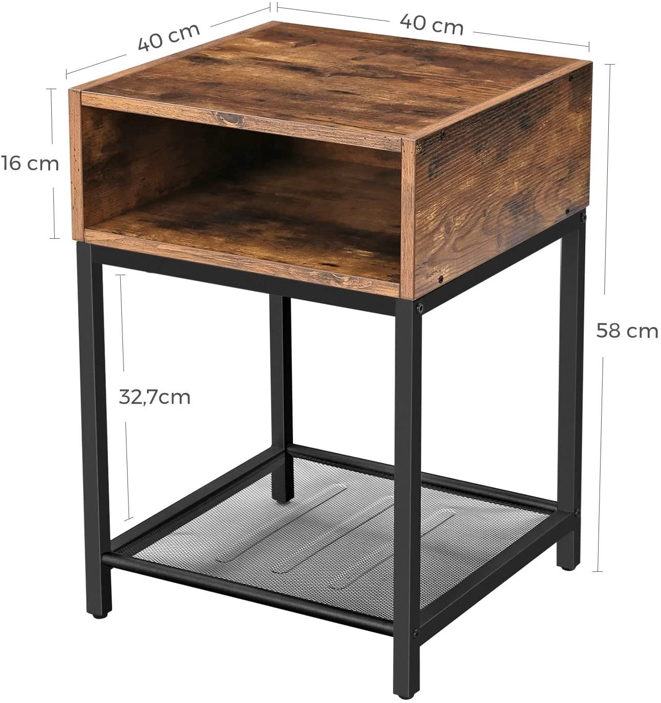 Table De Chevet Brad 1 Niche 1 Tablette - Brun Rustique/noir 3 Table De Chevet Brad 1 Niche 1 Tablette - Brun Rustique/noir – Image 3