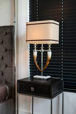 RICHMOND Table De Chevet Bony 50cm 1 Tiroir Motif à Chevrons - Noir/argent -Magasin De Meubles 7413 LB 0045 5be2