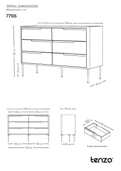 Commode Switch 130 Cm 6 Tiroirs - Anthracite -Magasin De Meubles 7706 DETAIL DIMENSION 39cb