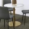 Table à Manger Carlos Ronde ø80cm - Marbre Blanc/laiton