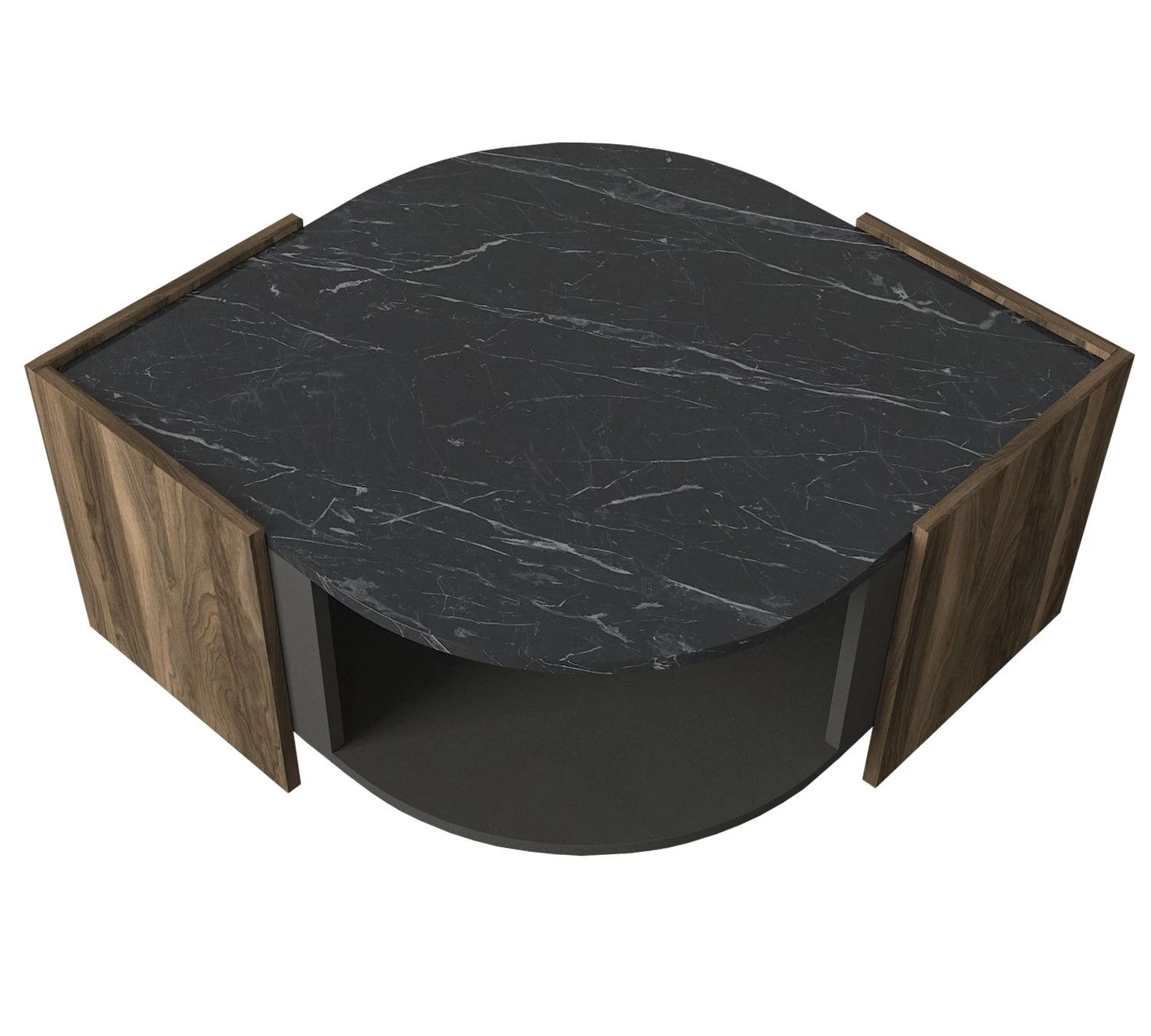 Table Basse Alissande-bois De Noyer/marbre/gris 4 Table Basse Alissande-bois De Noyer/marbre/gris – Image 4