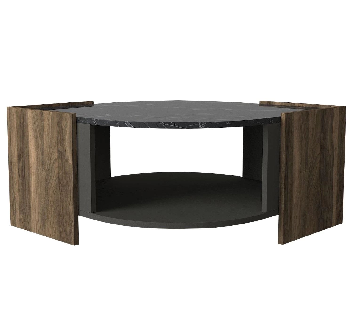 Table Basse Alissande-bois De Noyer/marbre/gris 2 Table Basse Alissande-bois De Noyer/marbre/gris – Image 2