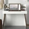Tera Home Table De Maquillage | 100% Mélaminé | Miroir Inclus | Noyer Blanc