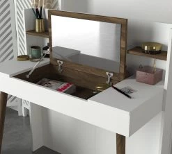 Tera Home Table De Maquillage | 100% Mélaminé | Miroir Inclus | Noyer Blanc -Magasin De Meubles 804TRH4302 20 203 7f4f