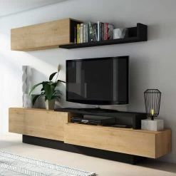 Meuble TV Izquierdo 240cm 3 Portes - Chêne Clair