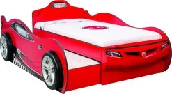 Lit Voiture Design Kalune | 100% Mélaminé | Vraie Voiture De Course Avec Roues | Deuxième Lit En Option | Adapté Aux Bébés/enfants | A Assembler Soi-même