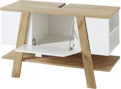 Meuble Sous-vasque Nove Mila 111cm 1 Porte Pliante - Blanc/chêne -Magasin De Meubles 8160 513 pe open a cut 5dd9