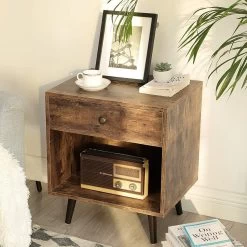 Table De Chevet Jill 1 Tiroir - Brun Rustique